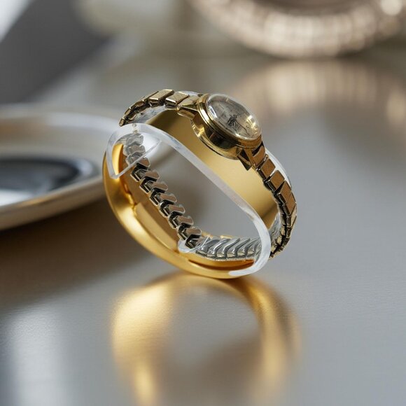 Vintage'- Ladies Dufonte Lucien Piccard- 17 Jewels Mechanical Swiss Watch-Gold p - Picture 3 of 16